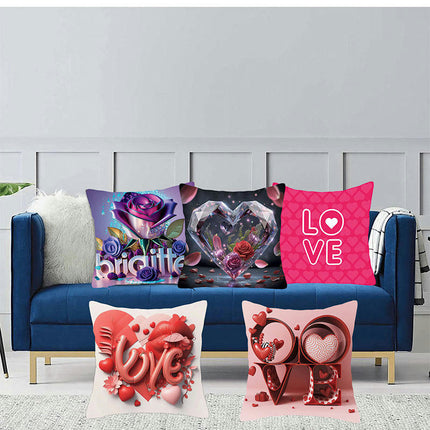 Love Decorative Throw Pillow Cover Valentine's Day Love Hearts Pillow Case Square Cushion Cover for Sofa Bed