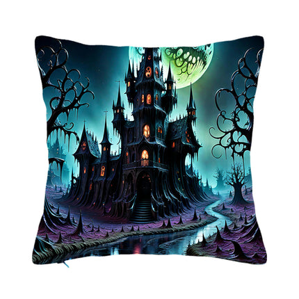 Moon Pillowcase Halloween Decorative Square Throw Pillow Cover Cushion Case for Couch Bed Home Decor