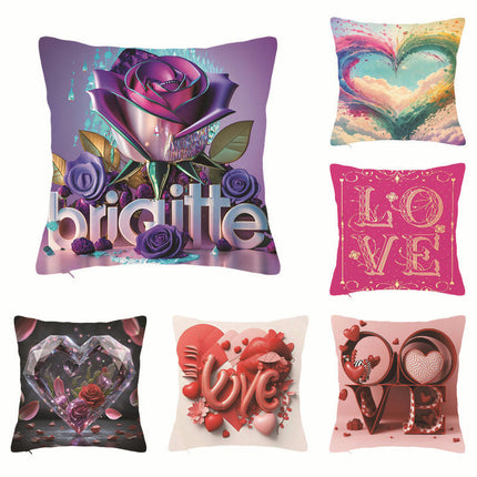 Love Decorative Throw Pillow Cover Valentine's Day Love Hearts Pillow Case Square Cushion Cover for Sofa Bed