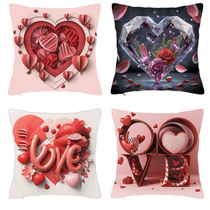 Love Decorative Throw Pillow Cover Valentine's Day Love Hearts Pillow Case Square Cushion Cover for Sofa Bed