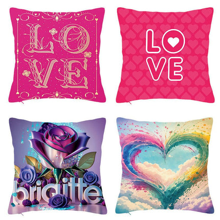 Love Decorative Throw Pillow Cover Valentine's Day Love Hearts Pillow Case Square Cushion Cover for Sofa Bed