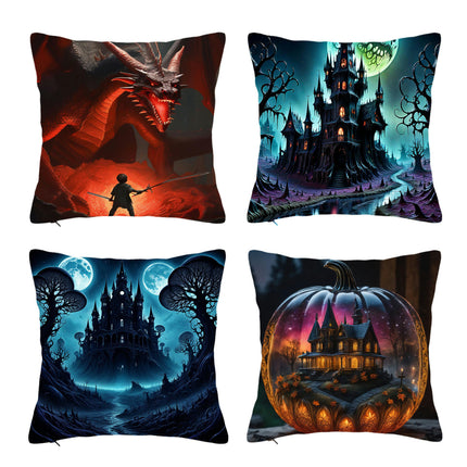 Moon Pillowcase Halloween Decorative Square Throw Pillow Cover Cushion Case for Couch Bed Home Decor