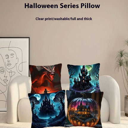 Moon Pillowcase Halloween Decorative Square Throw Pillow Cover Cushion Case for Couch Bed Home Decor