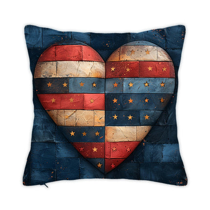 Independence Day Heart Throw Pillow Cover Decorative Pillow Case Home Decor Square Pillowcase