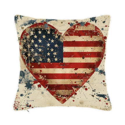 Independence Day Heart Throw Pillow Cover Decorative Pillow Case Home Decor Square Pillowcase