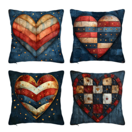 Independence Day Heart Throw Pillow Cover Decorative Pillow Case Home Decor Square Pillowcase