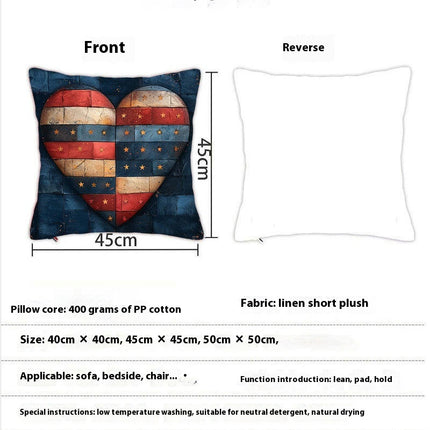 Independence Day Heart Throw Pillow Cover Decorative Pillow Case Home Decor Square Pillowcase