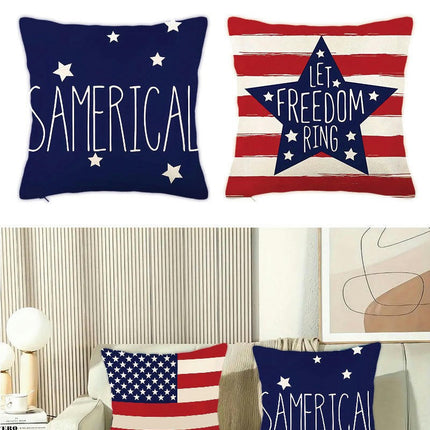 Independence Day Throw Pillow Cover Decorative Pillow Case Home Decor Square 4Th of July Pillowcase