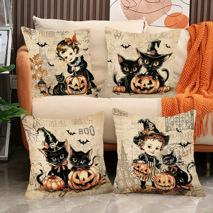 Cat Halloween Throw Pillow Covers Soft Decorative Cushion Cover Square Pillow Case For Home Decor