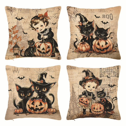 Cat Halloween Throw Pillow Covers Soft Decorative Cushion Cover Square Pillow Case For Home Decor