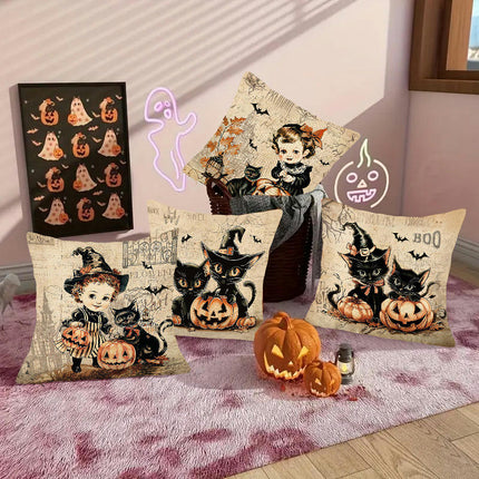 Cat Halloween Throw Pillow Covers Soft Decorative Cushion Cover Square Pillow Case For Home Decor