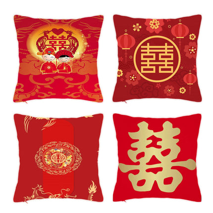 Wedding Throw Pillow Covers Red Cushion Covers Pillow Cases for Outdoor Couch Sofa Decoration