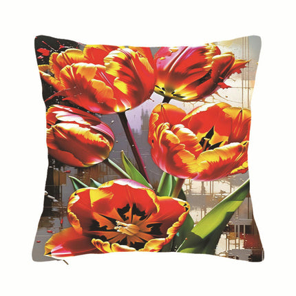 Floral Decorative Throw Pillow Covers Tulip Flower Pillows Case ,Cushion Covers for Home Decor