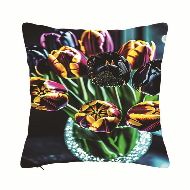 Floral Decorative Throw Pillow Covers Tulip Flower Pillows Case ,Cushion Covers for Home Decor