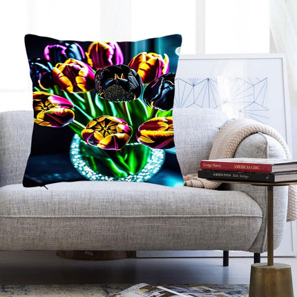 Floral Decorative Throw Pillow Covers Tulip Flower Pillows Case ,Cushion Covers for Home Decor