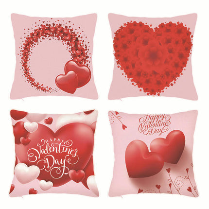 Valentine's Day Pillow Covers Red Decorative Throw Pillow Covers Heart Square Cushion Cases for Bedroom