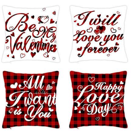 Valentine's Day Pillow Covers Red Decorative Throw Pillow Covers Heart Square Cushion Cases for Bedroom