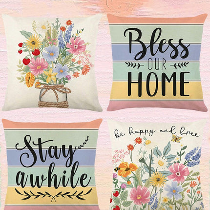 Zipper Throw Pillow Covers Flowers Decorative Pillowcases Home Decor Square Floral Pillow Case