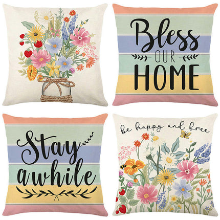 Zipper Throw Pillow Covers Flowers Decorative Pillowcases Home Decor Square Floral Pillow Case