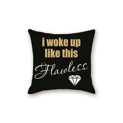 Black Pillow Cover with Letter Decorative Square Throw Cushion Case for Bed Sofa Couch Pillowcase