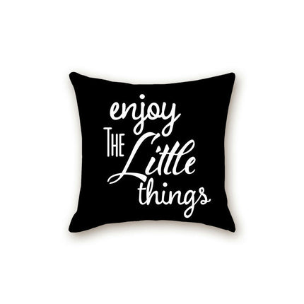 Black Pillow Cover with Letter Decorative Square Throw Cushion Case for Bed Sofa Couch Pillowcase