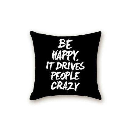 Black Pillow Cover with Letter Decorative Square Throw Cushion Case for Bed Sofa Couch Pillowcase