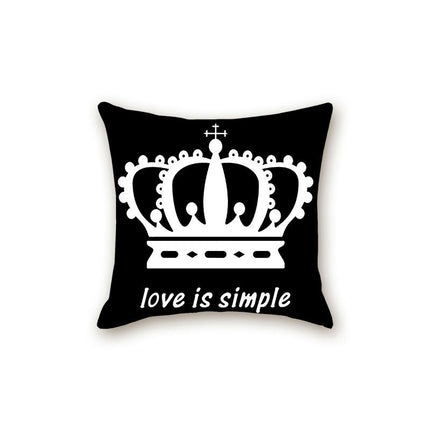 Black Pillow Cover with Letter Decorative Square Throw Cushion Case for Bed Sofa Couch Pillowcase