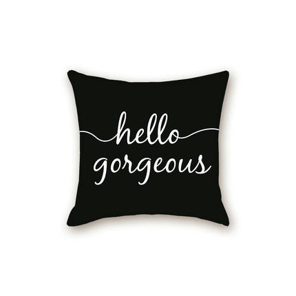 Black Pillow Cover with Letter Decorative Square Throw Cushion Case for Bed Sofa Couch Pillowcase