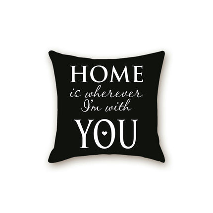 Black Pillow Cover with Letter Decorative Square Throw Cushion Case for Bed Sofa Couch Pillowcase