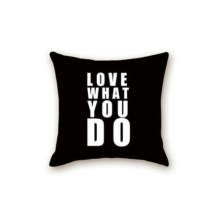 Black Pillow Cover with Letter Decorative Square Throw Cushion Case for Bed Sofa Couch Pillowcase