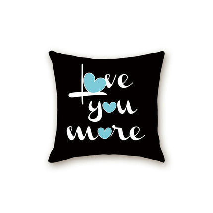 Black Pillow Cover with Letter Decorative Square Throw Cushion Case for Bed Sofa Couch Pillowcase