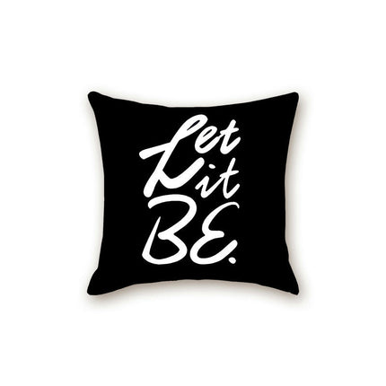 Black Pillow Cover with Letter Decorative Square Throw Cushion Case for Bed Sofa Couch Pillowcase