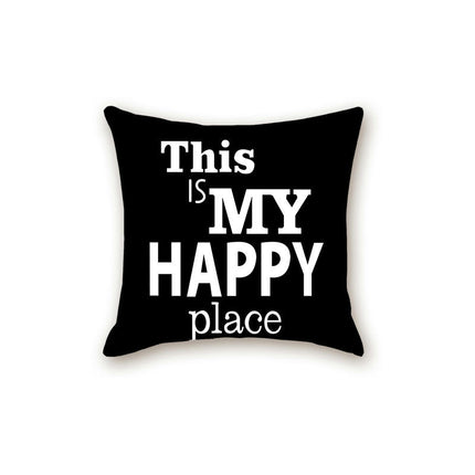 Black Pillow Cover with Letter Decorative Square Throw Cushion Case for Bed Sofa Couch Pillowcase