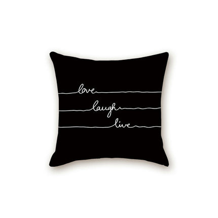 Black Pillow Cover with Letter Decorative Square Throw Cushion Case for Bed Sofa Couch Pillowcase