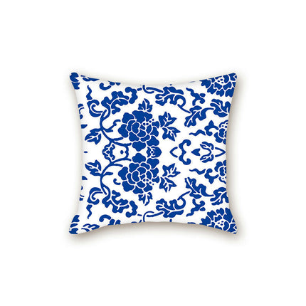 Throw Cushion Cover Case Blue and White Porcelain Decorative Pillow Cover Square Pillow Case for Couch