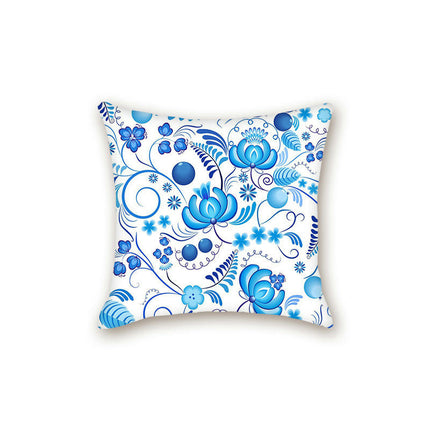 Throw Cushion Cover Case Blue and White Porcelain Decorative Pillow Cover Square Pillow Case for Couch