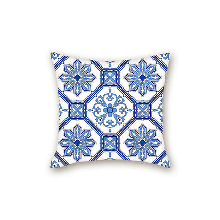 Throw Cushion Cover Case Blue and White Porcelain Decorative Pillow Cover Square Pillow Case for Couch