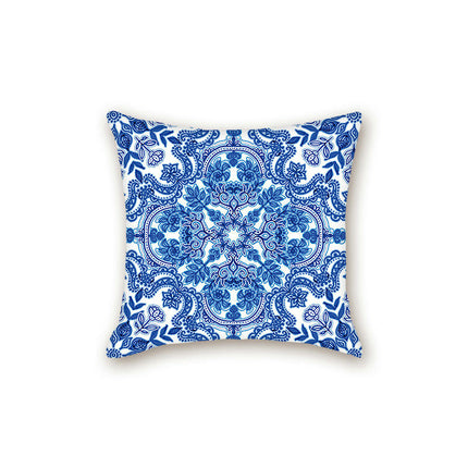 Throw Cushion Cover Case Blue and White Porcelain Decorative Pillow Cover Square Pillow Case for Couch