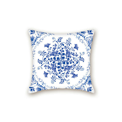 Throw Cushion Cover Case Blue and White Porcelain Decorative Pillow Cover Square Pillow Case for Couch