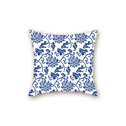 Throw Cushion Cover Case Blue and White Porcelain Decorative Pillow Cover Square Pillow Case for Couch