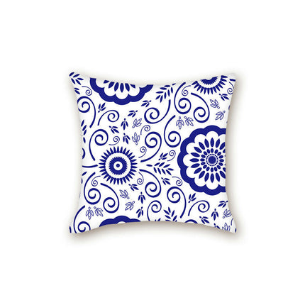 Throw Cushion Cover Case Blue and White Porcelain Decorative Pillow Cover Square Pillow Case for Couch