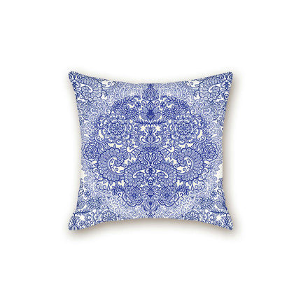 Throw Cushion Cover Case Blue and White Porcelain Decorative Pillow Cover Square Pillow Case for Couch