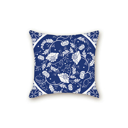 Throw Cushion Cover Case Blue and White Porcelain Decorative Pillow Cover Square Pillow Case for Couch