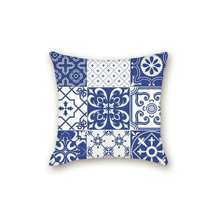 Throw Cushion Cover Case Blue and White Porcelain Decorative Pillow Cover Square Pillow Case for Couch