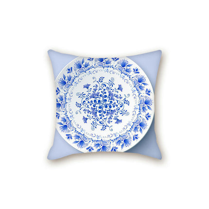 Throw Cushion Cover Case Blue and White Porcelain Decorative Pillow Cover Square Pillow Case for Couch