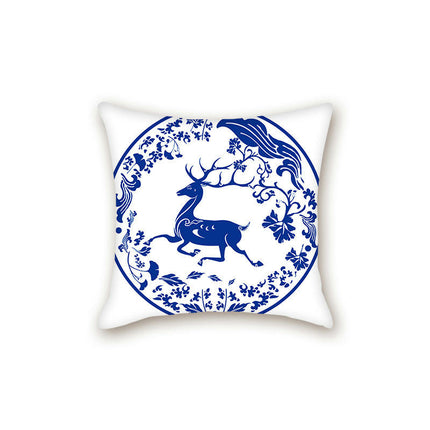 Throw Cushion Cover Case Blue and White Porcelain Decorative Pillow Cover Square Pillow Case for Couch