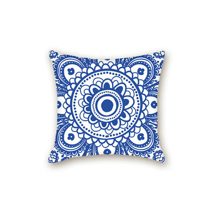 Throw Cushion Cover Case Blue and White Porcelain Decorative Pillow Cover Square Pillow Case for Couch