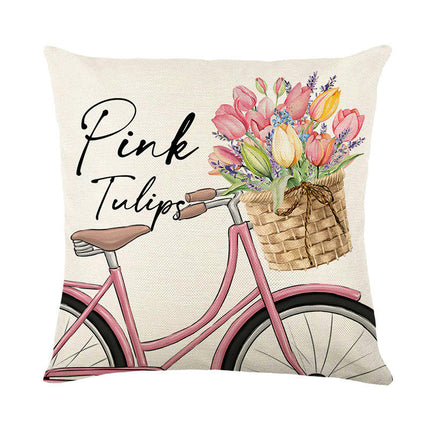 Floral Decorative Throw Pillow Covers Tulip Flower Pillows Case ,Cushion Covers for Home Decor-A