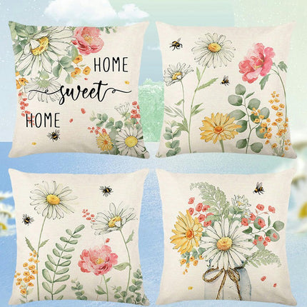 Spring Flowers Throw Pillow Cases Summer Floral Decorative Cushion Cover Pillowcase For Home Sofa-A