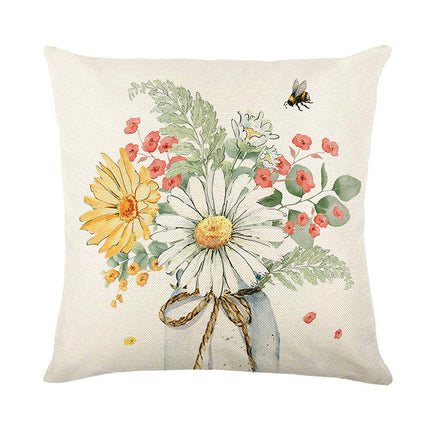 Spring Flowers Throw Pillow Cases Summer Floral Decorative Cushion Cover Pillowcase For Home Sofa-A